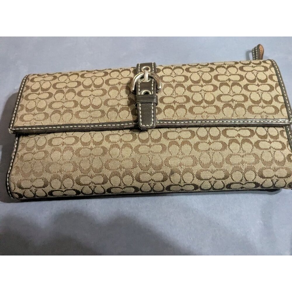 Signature Coach Jacquard Monogram Matching Wallet & Check Book w/flaws